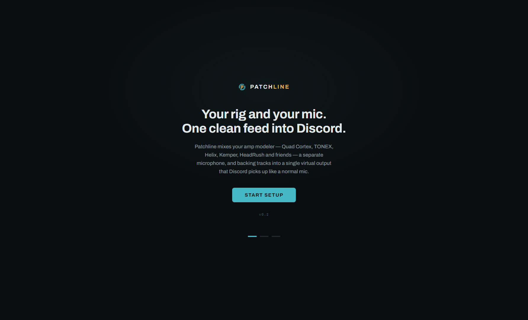 Patchline onboarding — guided setup from install to jamming